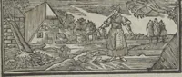 An illustration from Dli︠a︡ maloli︠e︡tnikh di︠e︡teĭ nachinai︠u︡shchikh obuchatʹsi︠a︡ rossīĭskomu chtenīi︠u︡ Azbuka, ili, pervonachalʹnyĭ urok, rukovodstvui︠u︡shchīĭ ikh legchaĭshim sposobom k chtenīi︠u︡ knig (1813)
