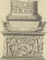 An illustration from Parallele de l'architectvre antiqve et de la moderne : avec vn recveil des dix principavx avthevrs qui ont écrit des cinq ordres ; sçauoir Palladio et Scamozzi, Serlio et Vignola, D. Barbaro et Cataneo, L.B. Alberti et Viola, Bvllant et De Lorme, comparez entre eux. Les trois ordres Grecs, le Doriqve, l'Ioniqve & le Corinthien, font la premiere partie de ce Traitté: Et les deux Latins, le Toscan & le Composite, en font la derniere (1650)