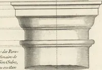 An illustration from Parallele de l'architectvre antiqve et de la moderne : avec vn recveil des dix principavx avthevrs qui ont écrit des cinq ordres ; sçauoir Palladio et Scamozzi, Serlio et Vignola, D. Barbaro et Cataneo, L.B. Alberti et Viola, Bvllant et De Lorme, comparez entre eux. Les trois ordres Grecs, le Doriqve, l'Ioniqve & le Corinthien, font la premiere partie de ce Traitté: Et les deux Latins, le Toscan & le Composite, en font la derniere (1650)