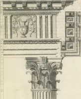 An illustration from Parallele de l'architectvre antiqve et de la moderne : avec vn recveil des dix principavx avthevrs qui ont écrit des cinq ordres ; sçauoir Palladio et Scamozzi, Serlio et Vignola, D. Barbaro et Cataneo, L.B. Alberti et Viola, Bvllant et De Lorme, comparez entre eux. Les trois ordres Grecs, le Doriqve, l'Ioniqve & le Corinthien, font la premiere partie de ce Traitté: Et les deux Latins, le Toscan & le Composite, en font la derniere (1650)