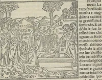 An illustration from Leggenda di Marta e Maddalena (1494)