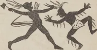 An illustration from Gilbert's book of pantomimes, acting charades, parlor theatricals, and tableaux ... Illustrated with numerous fine engravings, showing exactly how everything should be done (1878)