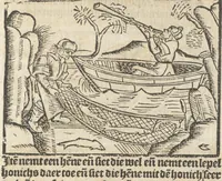 Picture 6 of 8 from Dit boecxken leert hoe men mach voghelen vanghen metten handen. Ende hoemen mach visschen vanghe[n] mette[n] handen ande oeck andersins (1500), leaf 16