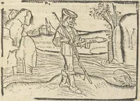 An illustration from Dit boecxken leert hoe men mach voghelen vanghen metten handen. Ende hoemen mach visschen vanghe[n] mette[n] handen ande oeck andersins (1500)