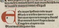 An illustration from Een genoechelike hystorie van den edelen Coninck Karel van Vranckerijck en de vanden vromen ridder Elegast (1500)