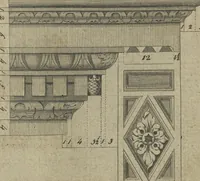 Picture 3 of 57 from The British architect; or, The builder's treasury of staircases : Containing, I. An easier, more intelligible, and expeditious method of drawing the five orders, than has hitherto been published ... II. Likewise stair-cases ... III. Designs of arches, doors, and windows. IV. A great variety of new and curious chimney-pieces ... V. Corbels, shields, and other beautiful decorations. VI. Several useful and necessary rules of carpentry ... The whole being illustrated with upwards of one hundred designs and examples, curiously engraved by the best hands on sixty folio copper plates (1758), leaf 39