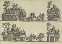 An illustration from Description du jubilé de sept cens ans de S. Macaire, patron particulier contre la peste, qui sera céléré dans la ville de Grand ... a commencer le 30. de mai jusqu'au 15. juin 1767, avec le détail ultérieur des cérémonies, solemnités, cavalcade, ornemens & feux d'artifice, &c. &c. qui auront lieu à cette occasion (1767)