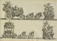 An illustration from Description du jubilé de sept cens ans de S. Macaire, patron particulier contre la peste, qui sera céléré dans la ville de Grand ... a commencer le 30. de mai jusqu'au 15. juin 1767, avec le détail ultérieur des cérémonies, solemnités, cavalcade, ornemens & feux d'artifice, &c. &c. qui auront lieu à cette occasion (1767)