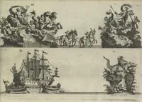 An illustration from Description du jubilé de sept cens ans de S. Macaire, patron particulier contre la peste, qui sera céléré dans la ville de Grand ... a commencer le 30. de mai jusqu'au 15. juin 1767, avec le détail ultérieur des cérémonies, solemnités, cavalcade, ornemens & feux d'artifice, &c. &c. qui auront lieu à cette occasion (1767)