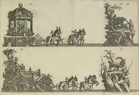 An illustration from Description du jubilé de sept cens ans de S. Macaire, patron particulier contre la peste, qui sera céléré dans la ville de Grand ... a commencer le 30. de mai jusqu'au 15. juin 1767, avec le détail ultérieur des cérémonies, solemnités, cavalcade, ornemens & feux d'artifice, &c. &c. qui auront lieu à cette occasion (1767)