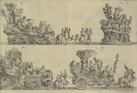An illustration from Description du jubilé de sept cens ans de S. Macaire, patron particulier contre la peste, qui sera céléré dans la ville de Grand ... a commencer le 30. de mai jusqu'au 15. juin 1767, avec le détail ultérieur des cérémonies, solemnités, cavalcade, ornemens & feux d'artifice, &c. &c. qui auront lieu à cette occasion (1767)