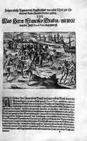 An illustration from Additamentvm; das ist, Zuthuung zweyer fürnemmer Reysen ... Herrn Francisci Draken ... in die West Indien vnd Americam gethan : neben noch etlichen Figuren ... so beydes in das siebende vnd achte Theil Americae gehören. Item, die Reyse der holländischen Armada in die Insel Gross Canarien , welche ... 1599 ... von Holland ... ausgefahren (1600)
