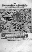 An illustration from Additamentvm; das ist, Zuthuung zweyer fürnemmer Reysen ... Herrn Francisci Draken ... in die West Indien vnd Americam gethan : neben noch etlichen Figuren ... so beydes in das siebende vnd achte Theil Americae gehören. Item, die Reyse der holländischen Armada in die Insel Gross Canarien , welche ... 1599 ... von Holland ... ausgefahren (1600)