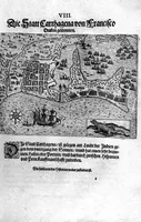 An illustration from Additamentvm; das ist, Zuthuung zweyer fürnemmer Reysen ... Herrn Francisci Draken ... in die West Indien vnd Americam gethan : neben noch etlichen Figuren ... so beydes in das siebende vnd achte Theil Americae gehören. Item, die Reyse der holländischen Armada in die Insel Gross Canarien , welche ... 1599 ... von Holland ... ausgefahren (1600)