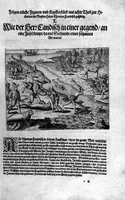 An illustration from Additamentvm; das ist, Zuthuung zweyer fürnemmer Reysen ... Herrn Francisci Draken ... in die West Indien vnd Americam gethan : neben noch etlichen Figuren ... so beydes in das siebende vnd achte Theil Americae gehören. Item, die Reyse der holländischen Armada in die Insel Gross Canarien , welche ... 1599 ... von Holland ... ausgefahren (1600)