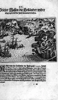 An illustration from Additamentvm; das ist, Zuthuung zweyer fürnemmer Reysen ... Herrn Francisci Draken ... in die West Indien vnd Americam gethan : neben noch etlichen Figuren ... so beydes in das siebende vnd achte Theil Americae gehören. Item, die Reyse der holländischen Armada in die Insel Gross Canarien , welche ... 1599 ... von Holland ... ausgefahren (1600)