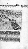 Picture 27 of 40 from Additamentum, oder Anhang dess neundten Theils Americae : welches ist ein warhafftige vnnd eygentliche Beschreibung der langwirigen ... Schiffahrt, so Oliuier van Noort ... durch das ... Fretum Magellanum, vmb die gantze Kugel der Welt ... gethan ... hat (1602), leaf 108