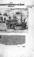 Picture 39 of 40 from Additamentum, oder Anhang dess neundten Theils Americae : welches ist ein warhafftige vnnd eygentliche Beschreibung der langwirigen ... Schiffahrt, so Oliuier van Noort ... durch das ... Fretum Magellanum, vmb die gantze Kugel der Welt ... gethan ... hat (1602), leaf 120