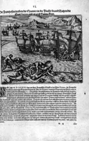 Picture 64 of 81 from Americae das fünffte Buch, vol schöner vnerhörter Historien, auss dem andern Theil Ioannis Benzonis gezogen: von der Spanier Wüten, beyd wider ... die Nigriten, vnnd auch die ... Indianer: wie die Spanier von den frantzösischen Meerräubern ... angriffen vnd geplündert worden ... wie sie erstlich das Neuwe Spanien erfunden haben ... Sampt ... Erklärung der Historien ... Auch einer Landtafel, dess Neuwen Spanien (1613), leaf 129