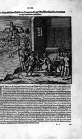 Picture 71 of 81 from Americae das fünffte Buch, vol schöner vnerhörter Historien, auss dem andern Theil Ioannis Benzonis gezogen: von der Spanier Wüten, beyd wider ... die Nigriten, vnnd auch die ... Indianer: wie die Spanier von den frantzösischen Meerräubern ... angriffen vnd geplündert worden ... wie sie erstlich das Neuwe Spanien erfunden haben ... Sampt ... Erklärung der Historien ... Auch einer Landtafel, dess Neuwen Spanien (1613), leaf 136