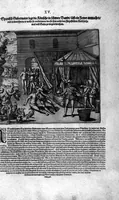Picture 73 of 81 from Americae das fünffte Buch, vol schöner vnerhörter Historien, auss dem andern Theil Ioannis Benzonis gezogen: von der Spanier Wüten, beyd wider ... die Nigriten, vnnd auch die ... Indianer: wie die Spanier von den frantzösischen Meerräubern ... angriffen vnd geplündert worden ... wie sie erstlich das Neuwe Spanien erfunden haben ... Sampt ... Erklärung der Historien ... Auch einer Landtafel, dess Neuwen Spanien (1613), leaf 138