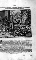 Picture 75 of 81 from Americae das fünffte Buch, vol schöner vnerhörter Historien, auss dem andern Theil Ioannis Benzonis gezogen: von der Spanier Wüten, beyd wider ... die Nigriten, vnnd auch die ... Indianer: wie die Spanier von den frantzösischen Meerräubern ... angriffen vnd geplündert worden ... wie sie erstlich das Neuwe Spanien erfunden haben ... Sampt ... Erklärung der Historien ... Auch einer Landtafel, dess Neuwen Spanien (1613), leaf 140