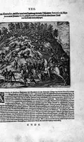 Picture 80 of 81 from Americae das fünffte Buch, vol schöner vnerhörter Historien, auss dem andern Theil Ioannis Benzonis gezogen: von der Spanier Wüten, beyd wider ... die Nigriten, vnnd auch die ... Indianer: wie die Spanier von den frantzösischen Meerräubern ... angriffen vnd geplündert worden ... wie sie erstlich das Neuwe Spanien erfunden haben ... Sampt ... Erklärung der Historien ... Auch einer Landtafel, dess Neuwen Spanien (1613), leaf 145