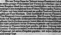 Picture 20 of 81 from Americae das fünffte Buch, vol schöner vnerhörter Historien, auss dem andern Theil Ioannis Benzonis gezogen: von der Spanier Wüten, beyd wider ... die Nigriten, vnnd auch die ... Indianer: wie die Spanier von den frantzösischen Meerräubern ... angriffen vnd geplündert worden ... wie sie erstlich das Neuwe Spanien erfunden haben ... Sampt ... Erklärung der Historien ... Auch einer Landtafel, dess Neuwen Spanien (1613), leaf 35
