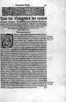 Picture 31 of 81 from Americae das fünffte Buch, vol schöner vnerhörter Historien, auss dem andern Theil Ioannis Benzonis gezogen: von der Spanier Wüten, beyd wider ... die Nigriten, vnnd auch die ... Indianer: wie die Spanier von den frantzösischen Meerräubern ... angriffen vnd geplündert worden ... wie sie erstlich das Neuwe Spanien erfunden haben ... Sampt ... Erklärung der Historien ... Auch einer Landtafel, dess Neuwen Spanien (1613), leaf 52