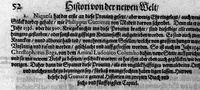 Picture 33 of 81 from Americae das fünffte Buch, vol schöner vnerhörter Historien, auss dem andern Theil Ioannis Benzonis gezogen: von der Spanier Wüten, beyd wider ... die Nigriten, vnnd auch die ... Indianer: wie die Spanier von den frantzösischen Meerräubern ... angriffen vnd geplündert worden ... wie sie erstlich das Neuwe Spanien erfunden haben ... Sampt ... Erklärung der Historien ... Auch einer Landtafel, dess Neuwen Spanien (1613), leaf 57
