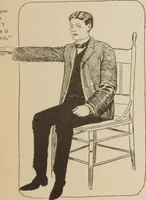 An illustration from Prof. L.A. Harraden's complete mail course of twenty illustrated lessons in hypnotism (1899)
