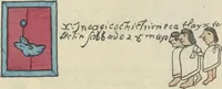 Picture 84 of 140 from Histoire de la nation Mexicaine, depuis le départ d'Aztlan jusqu'à l'arrivée des conquérants espanols (et au delà 1607) : manuscrit figuratif acompagné de texte en langue Nahuatl ou Mexicaine suivi d'une traduction en français (1893), leaf 110