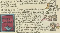 Picture 92 of 140 from Histoire de la nation Mexicaine, depuis le départ d'Aztlan jusqu'à l'arrivée des conquérants espanols (et au delà 1607) : manuscrit figuratif acompagné de texte en langue Nahuatl ou Mexicaine suivi d'une traduction en français (1893), leaf 118