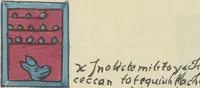 Picture 97 of 140 from Histoire de la nation Mexicaine, depuis le départ d'Aztlan jusqu'à l'arrivée des conquérants espanols (et au delà 1607) : manuscrit figuratif acompagné de texte en langue Nahuatl ou Mexicaine suivi d'une traduction en français (1893), leaf 122