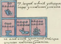 Picture 18 of 140 from Histoire de la nation Mexicaine, depuis le départ d'Aztlan jusqu'à l'arrivée des conquérants espanols (et au delà 1607) : manuscrit figuratif acompagné de texte en langue Nahuatl ou Mexicaine suivi d'une traduction en français (1893), leaf 30