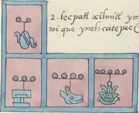 Picture 20 of 140 from Histoire de la nation Mexicaine, depuis le départ d'Aztlan jusqu'à l'arrivée des conquérants espanols (et au delà 1607) : manuscrit figuratif acompagné de texte en langue Nahuatl ou Mexicaine suivi d'une traduction en français (1893), leaf 32
