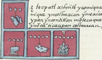 Picture 37 of 140 from Histoire de la nation Mexicaine, depuis le départ d'Aztlan jusqu'à l'arrivée des conquérants espanols (et au delà 1607) : manuscrit figuratif acompagné de texte en langue Nahuatl ou Mexicaine suivi d'une traduction en français (1893), leaf 48