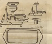 An illustration from Engraved pattern book or trade catalogue of Sheffield plate, including cruet, soy frames, dinnerware, soup tureens, sauce boats, platters, coasters, salt cellars, mustard pots, serving pieces, utensils, cake baskets, tea urns, candlesticks, candelabra, oil lamps, snuffers and more (1800)