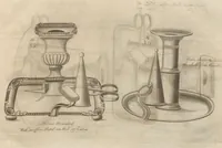 Picture 95 of 110 from Engraved pattern book or trade catalogue of Sheffield plate, including cruet, soy frames, dinnerware, soup tureens, sauce boats, platters, coasters, salt cellars, mustard pots, serving pieces, utensils, cake baskets, tea urns, candlesticks, candelabra, oil lamps, snuffers and more (1800), leaf 115