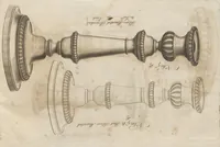 Picture 105 of 110 from Engraved pattern book or trade catalogue of Sheffield plate, including cruet, soy frames, dinnerware, soup tureens, sauce boats, platters, coasters, salt cellars, mustard pots, serving pieces, utensils, cake baskets, tea urns, candlesticks, candelabra, oil lamps, snuffers and more (1800), leaf 142
