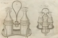 Picture 27 of 110 from Engraved pattern book or trade catalogue of Sheffield plate, including cruet, soy frames, dinnerware, soup tureens, sauce boats, platters, coasters, salt cellars, mustard pots, serving pieces, utensils, cake baskets, tea urns, candlesticks, candelabra, oil lamps, snuffers and more (1800), leaf 37