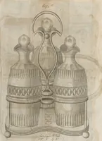 Picture 35 of 110 from Engraved pattern book or trade catalogue of Sheffield plate, including cruet, soy frames, dinnerware, soup tureens, sauce boats, platters, coasters, salt cellars, mustard pots, serving pieces, utensils, cake baskets, tea urns, candlesticks, candelabra, oil lamps, snuffers and more (1800), leaf 45