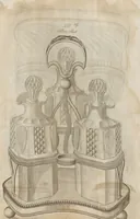 Picture 39 of 110 from Engraved pattern book or trade catalogue of Sheffield plate, including cruet, soy frames, dinnerware, soup tureens, sauce boats, platters, coasters, salt cellars, mustard pots, serving pieces, utensils, cake baskets, tea urns, candlesticks, candelabra, oil lamps, snuffers and more (1800), leaf 50