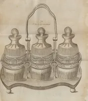 Picture 40 of 110 from Engraved pattern book or trade catalogue of Sheffield plate, including cruet, soy frames, dinnerware, soup tureens, sauce boats, platters, coasters, salt cellars, mustard pots, serving pieces, utensils, cake baskets, tea urns, candlesticks, candelabra, oil lamps, snuffers and more (1800), leaf 51