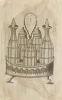 Picture 43 of 110 from Engraved pattern book or trade catalogue of Sheffield plate, including cruet, soy frames, dinnerware, soup tureens, sauce boats, platters, coasters, salt cellars, mustard pots, serving pieces, utensils, cake baskets, tea urns, candlesticks, candelabra, oil lamps, snuffers and more (1800), leaf 55
