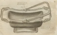 Picture 46 of 110 from Engraved pattern book or trade catalogue of Sheffield plate, including cruet, soy frames, dinnerware, soup tureens, sauce boats, platters, coasters, salt cellars, mustard pots, serving pieces, utensils, cake baskets, tea urns, candlesticks, candelabra, oil lamps, snuffers and more (1800), leaf 58
