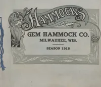 Picture 1 of 33 from Hammocks : couch hammocks, stands, ropes, chains, hooks and attachments (1918), leaf 1