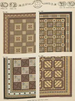 An illustration from Designs of majolica & enamelled tiles, suitable for flower boxes, fireplaces, chimney-pieces, pilasters, friezes &c. and mural decorations generally (1885)