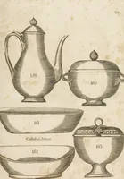 An illustration from Desseins des pièces de fayence fabriquées à Castleford Pottery près de Leeds par D. Dunderdale & Co. = Dibuxos de las piezas de loza que se fabrican a Castleford Pottery cerca Leeds, por D. Dunderdale & Co. (1796)