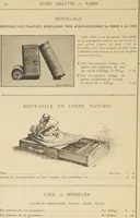 An illustration from Jules Chauvin : atelier de dorure et d'encadrements, fournitures speciales pour artistes, agent general pour la France, des couleurs a la detrempe a la majolique et a la resine du Baron de Pereira, des couleurs resineuses de Mussini, des couleurs a l'huile et a l'ambre dissous de Jacques Blockx, des toiles fond albumen et majolique, preparees par le procede de Pereira pour la peinture a la detrempe et a l'huile, couleurs extra fines a l'huile broyees a la main, couleurs extra fines al detrempe... materiel d'artistes (1893)